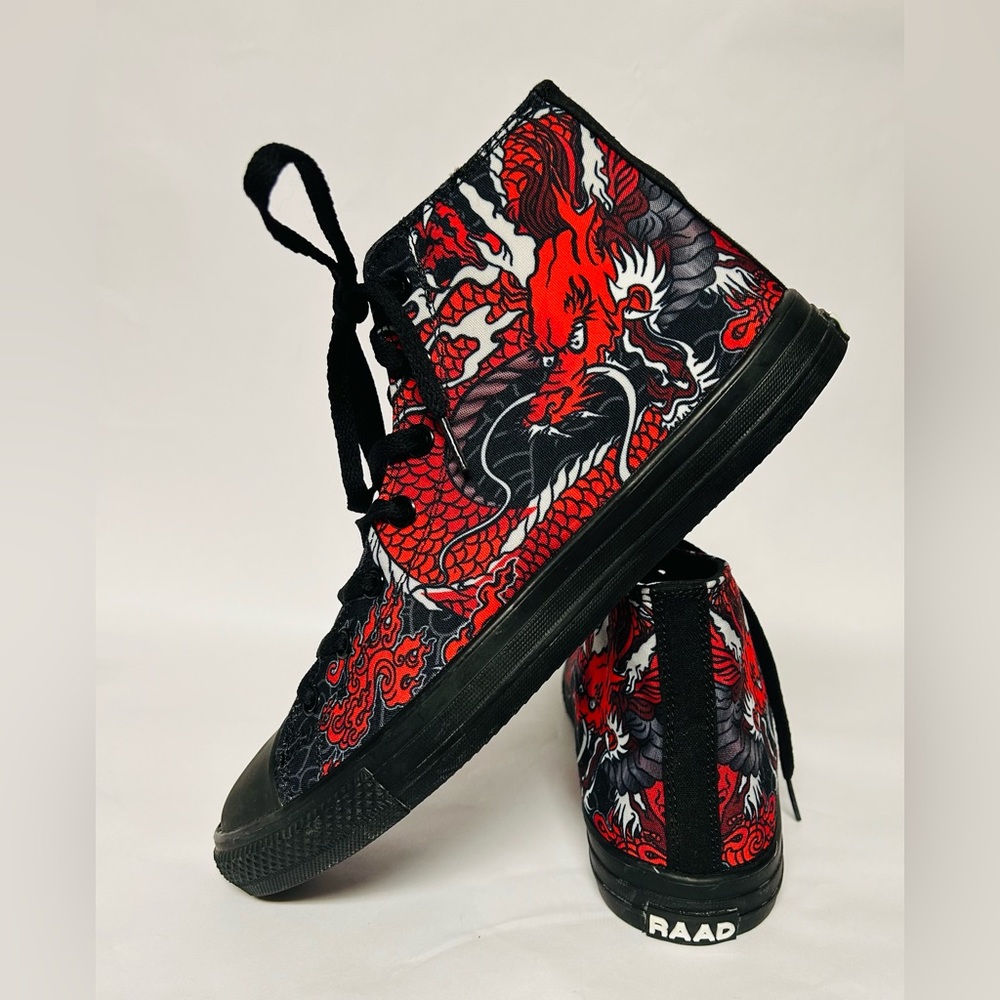 RAAD Shop Unisex Red Japanese Dragon Hightop Sneakers Men’s 11 Women’s 12 - NEW!